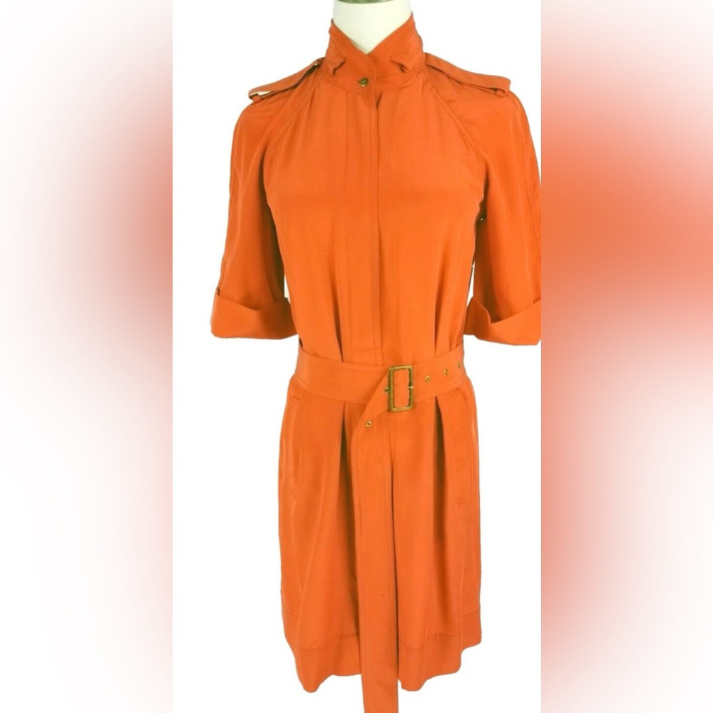 Diane Von Furstenberg Orange Silk Belted Dress